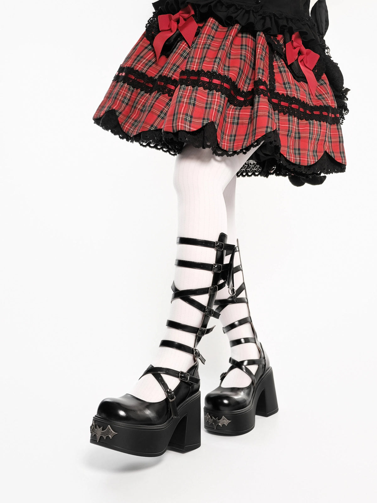 [Deposit] Bat Banquet Invitation GURURU Original Gothic Dark Bat Hollow Mid-Calf Boots Platform Shoes
