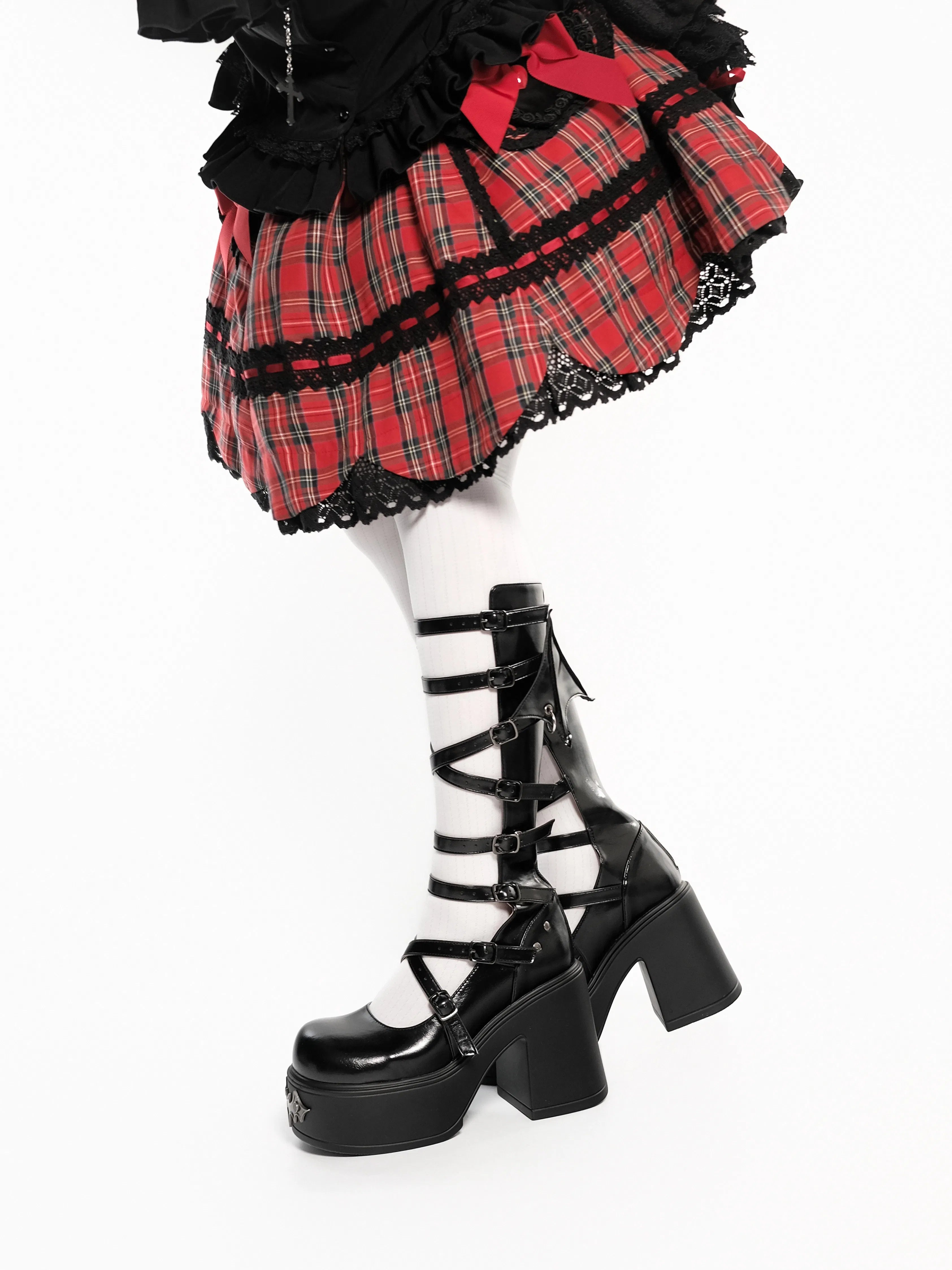 [Deposit] Bat Banquet Invitation GURURU Original Gothic Dark Bat Hollow Mid-Calf Boots Platform Shoes
