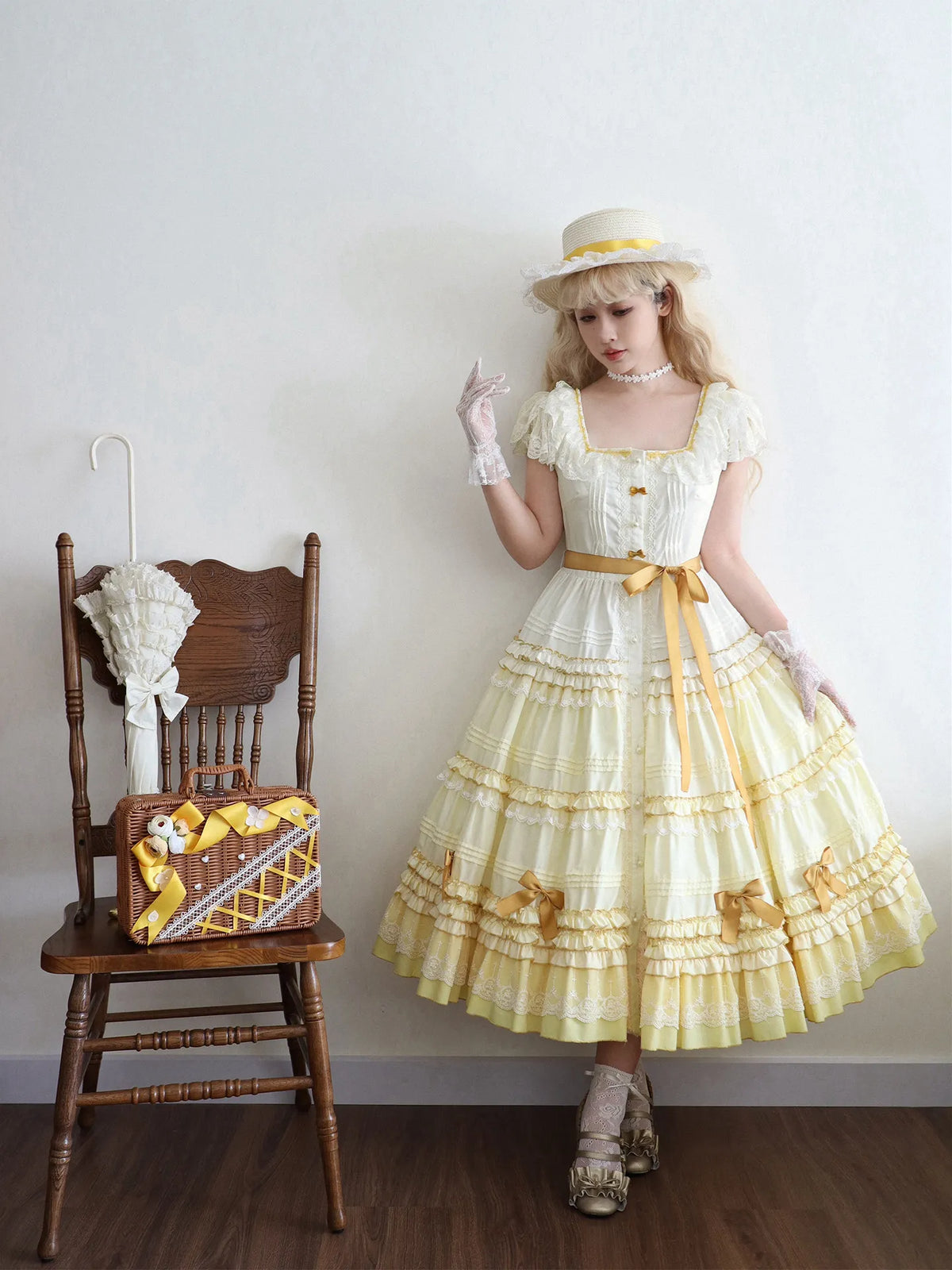 Deposit: Tasha's Garden Jsk Gradient Cream Cake Flutter Sleeve Open Front Cla Heavy Craft Forest Style Retro