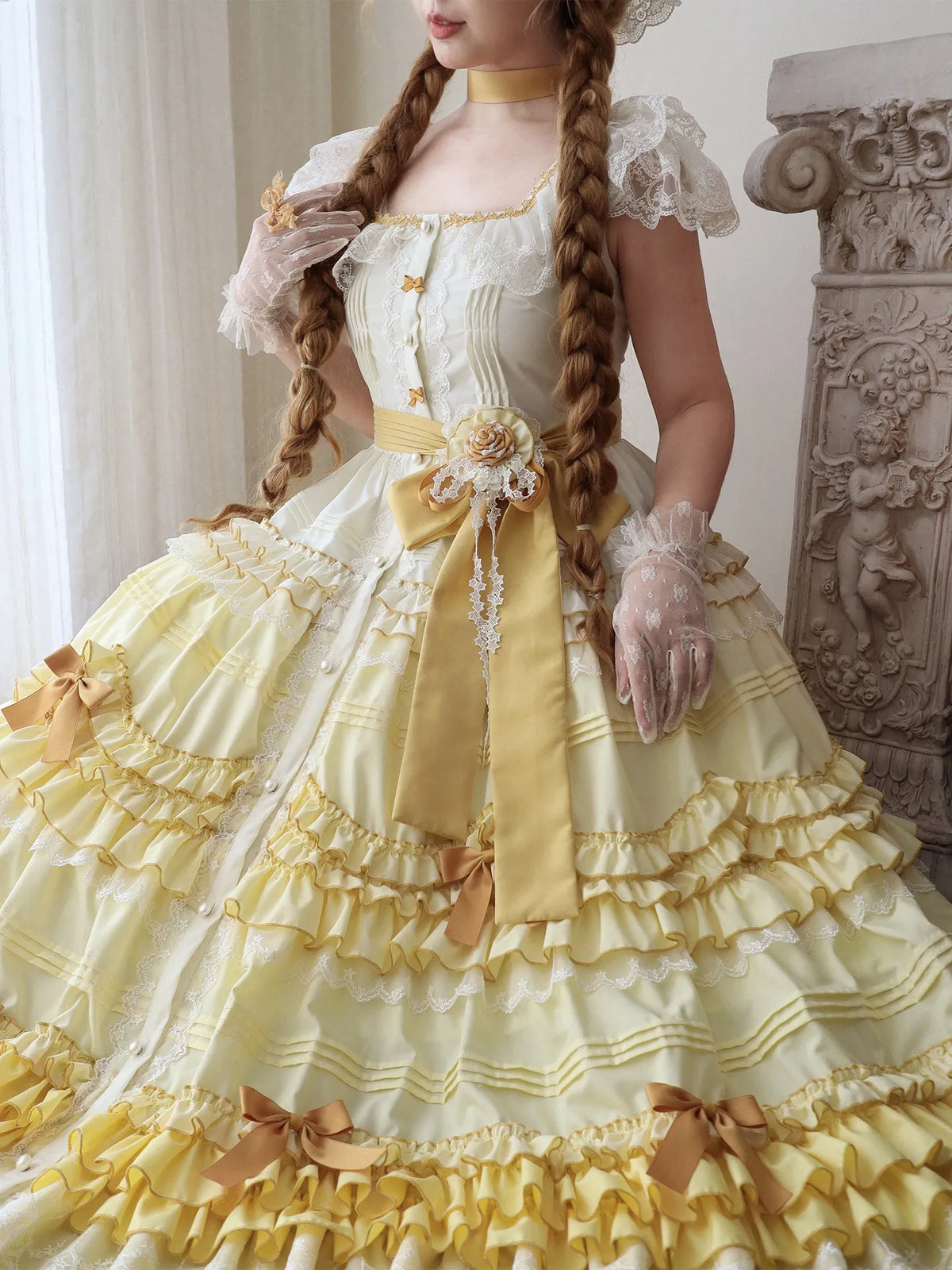 Deposit: Tasha's Garden Jsk Gradient Cream Cake Flutter Sleeve Open Front Cla Heavy Craft Forest Style Retro