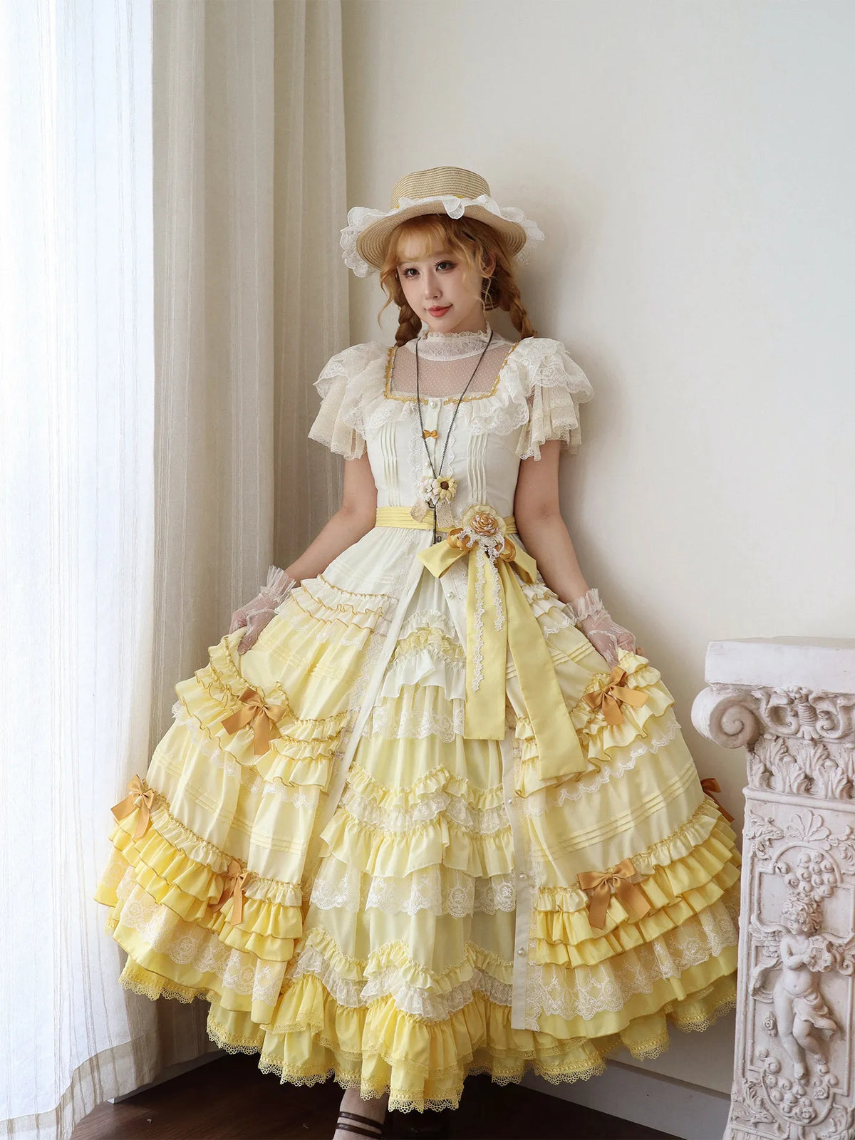 Deposit: Tasha's Garden Jsk Gradient Cream Cake Flutter Sleeve Open Front Cla Heavy Craft Forest Style Retro
