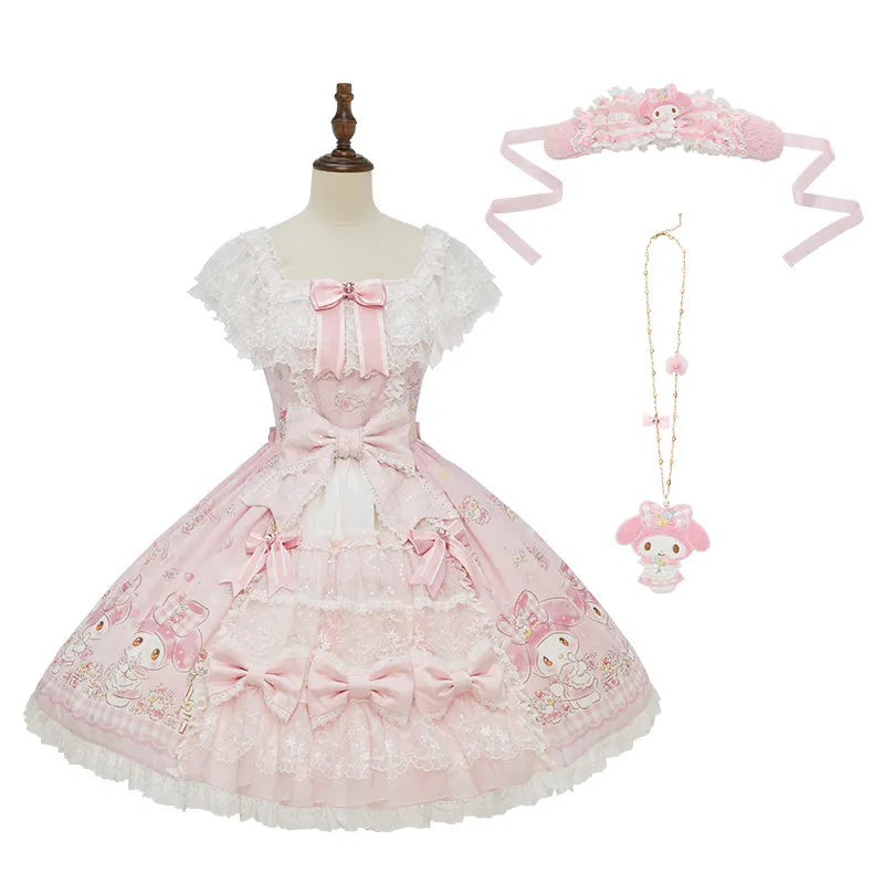 Deposit: Midsummer Story My Melody Collaboration Series Open Front Op Slim Fit Op Necklace Bow Hairband