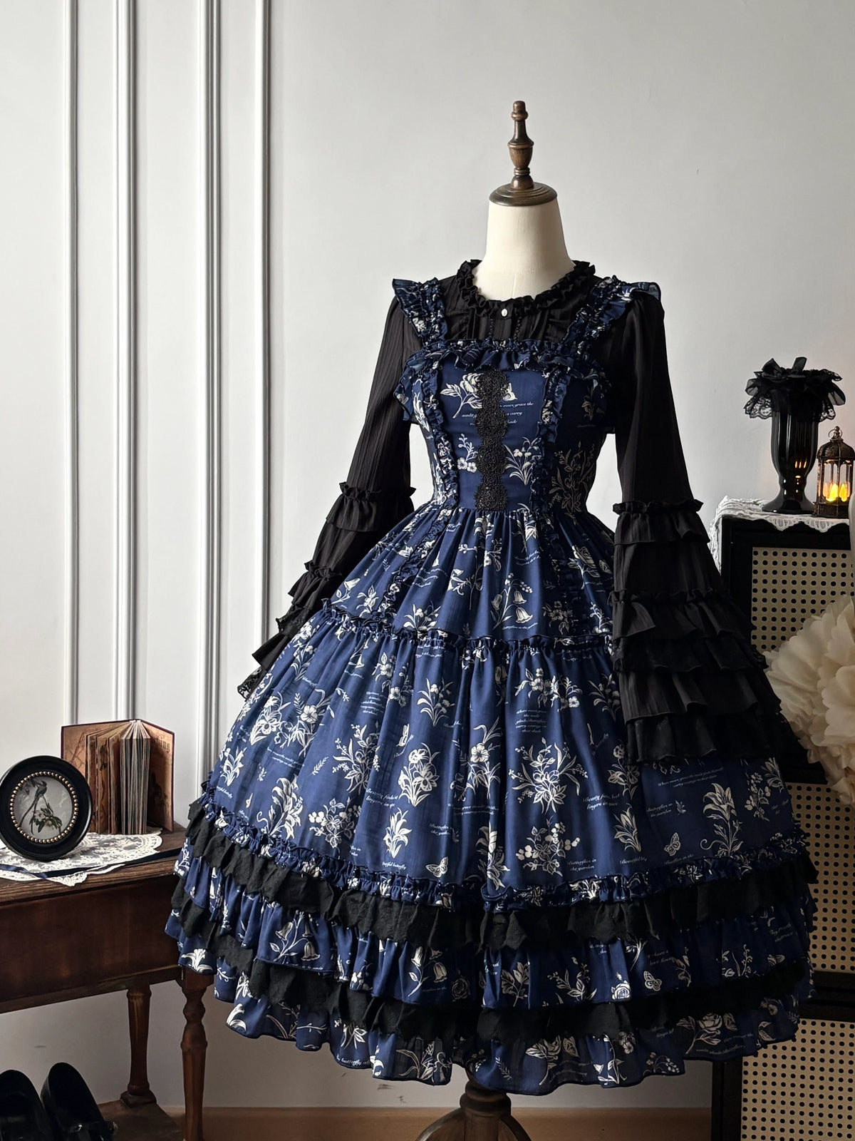 [Deposit Reservation] Frostfall Lolita Original Design Floral Wall Dress Jsk Op