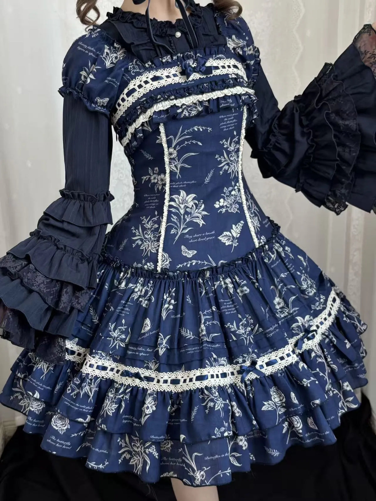 [Deposit Reservation] Frostfall Lolita Original Design Floral Wall Dress Jsk Op