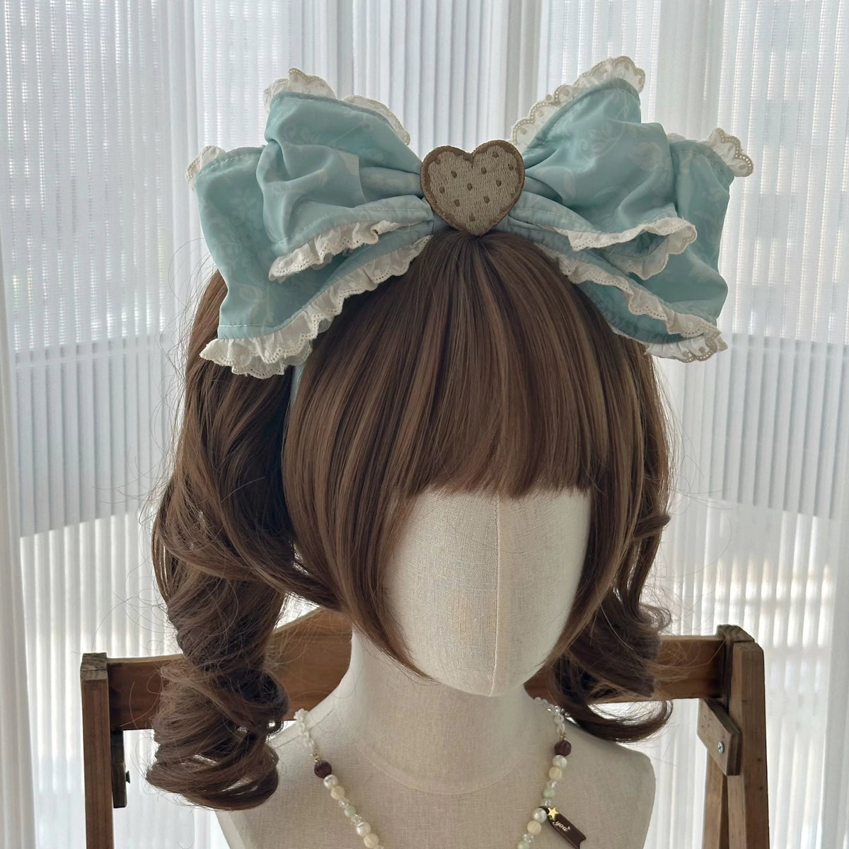 Dessert Sky Blue Chocolate Print Off-center Waist Sweet Lolita JSK - LolitaEra