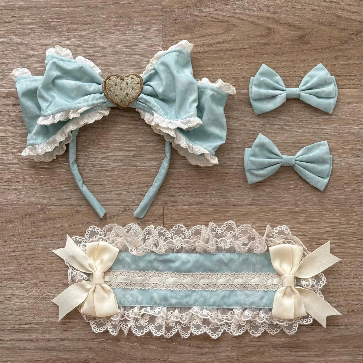Dessert Sky Blue Chocolate Print Off-center Waist Sweet Lolita JSK - LolitaEra