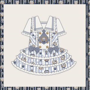 Dog's Honor Sailor Collar Low Waist Lolita Dress - LolitaEraNavy Blue DressSDog's Honor Sailor Collar Low Waist Lolita Dress