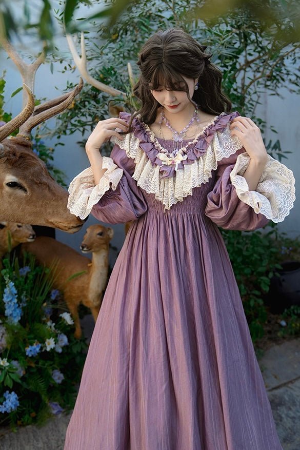 Dreamy Wisteria French Ruffled Purple Dress 1270 - LolitaEraPurpleSDreamy Wisteria French Ruffled Purple Dress 1270