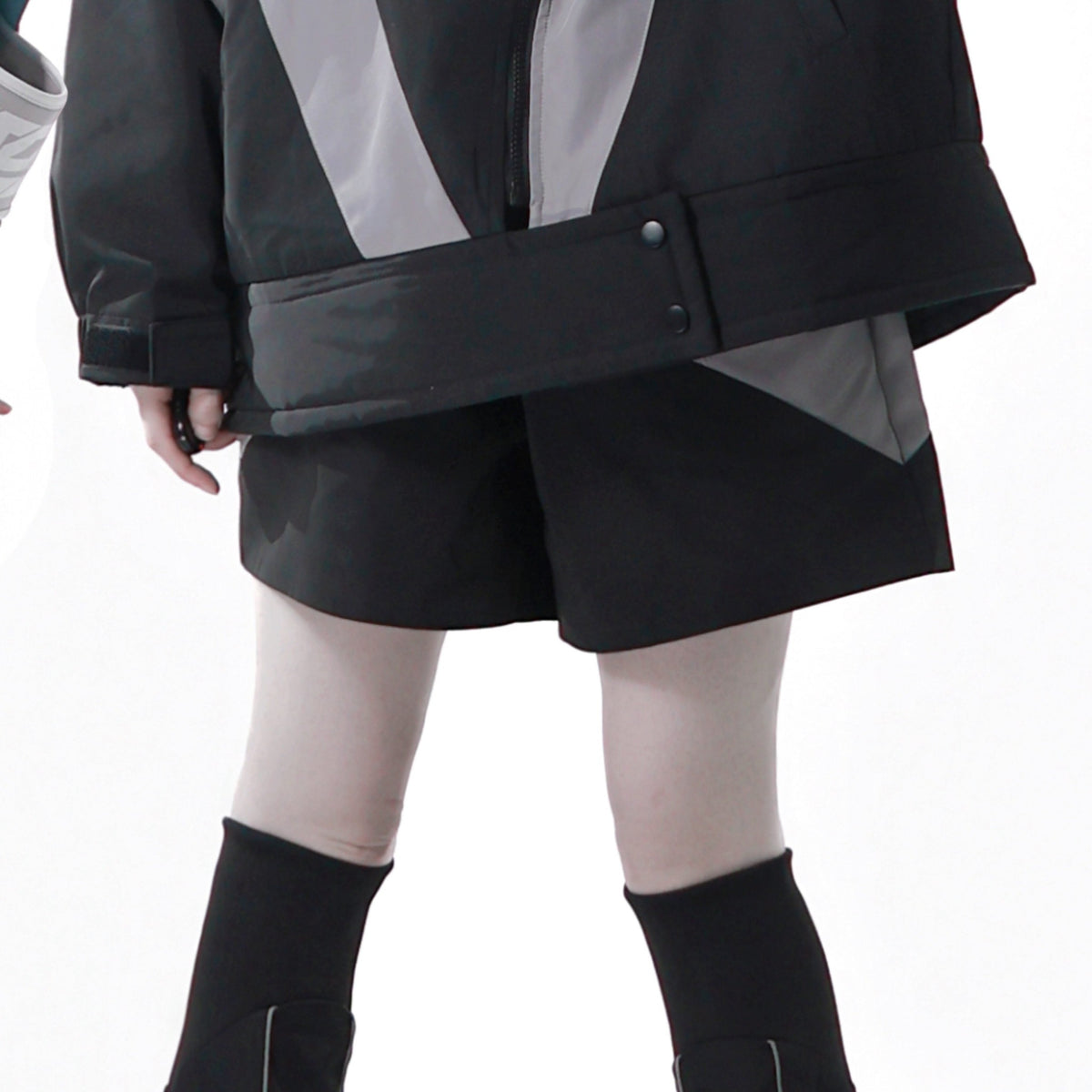 Dystopian Techwear Two-Piece Fleece-Lined Jacket and Shorts Set - LolitaEra