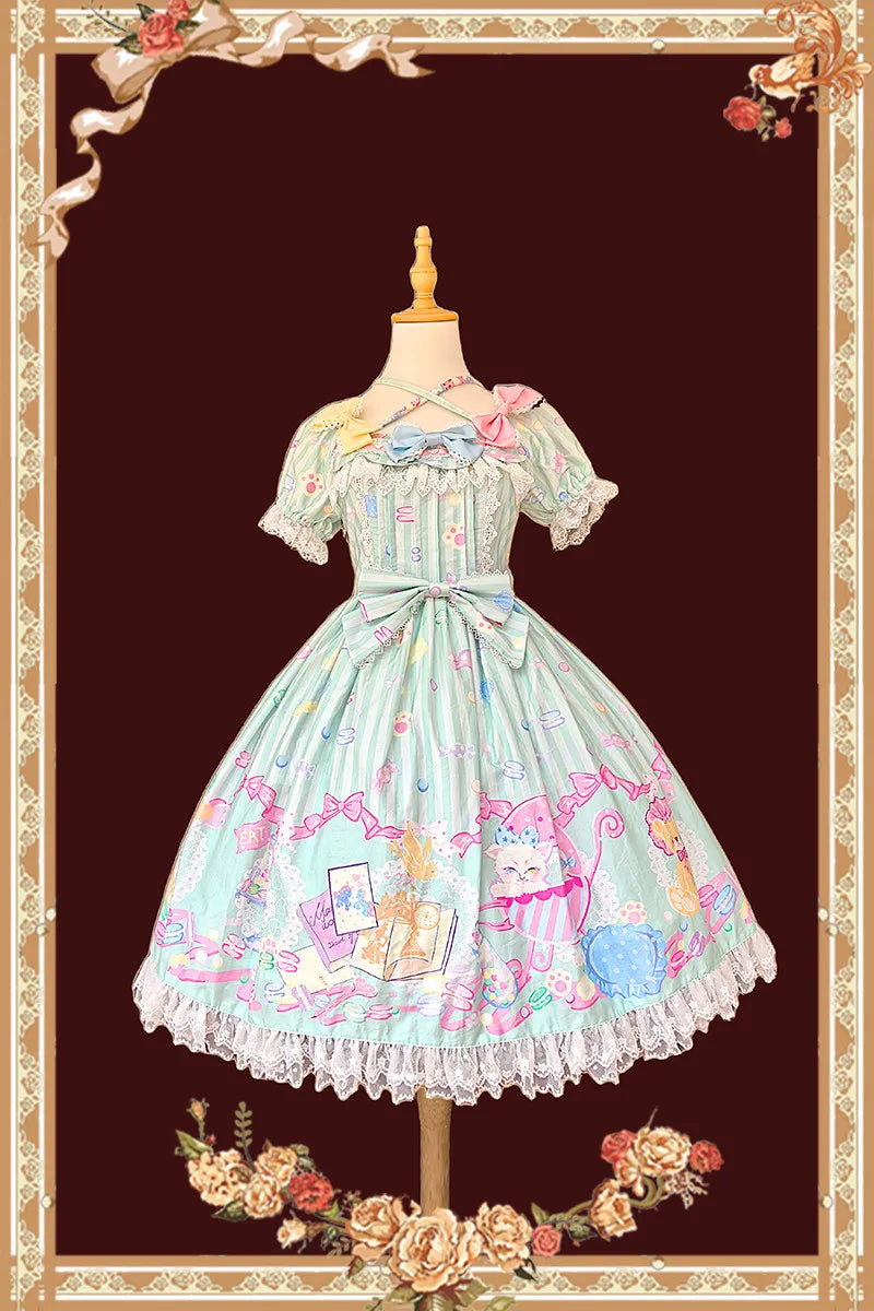 Macaron Dolly House Candy Print Sweet Lolita OP Dress