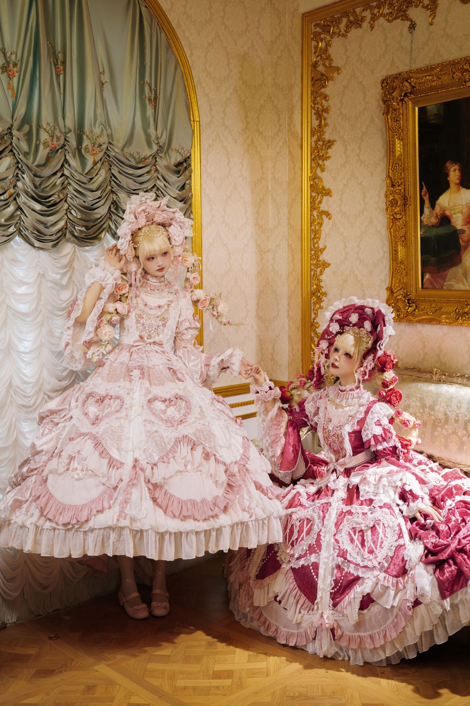 Apricot Tree Special Edition Pink Rose Pearl Bridal Classic Lolita OP Dress