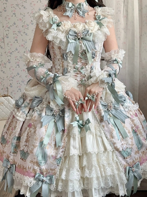 Antique Gem Fragrance Lolita Green JSK Dress Set
