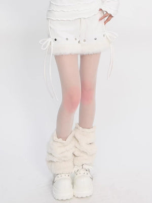 Early Winter Snow Trail Corduroy Spliced Shorts - LolitaEraBlackSEarly Winter Snow Trail Corduroy Spliced Shorts