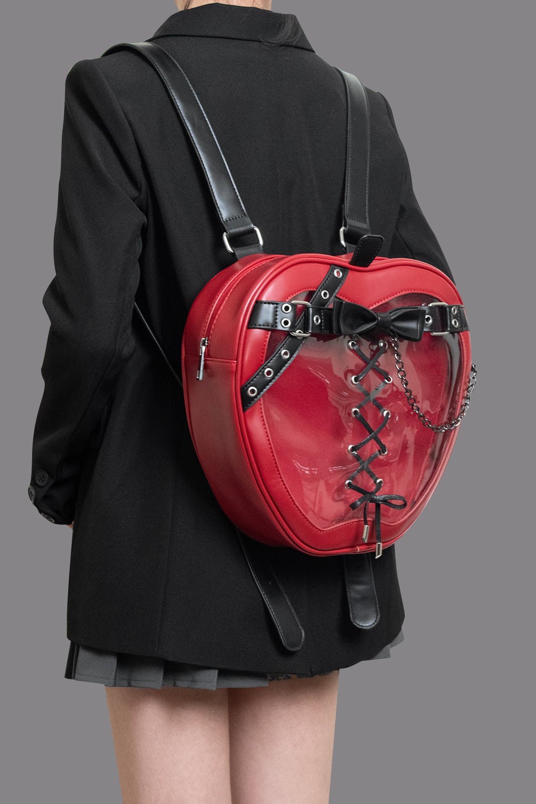Edgy Apple Motif Ita - Bag Backpack - LolitaEraRed SetEdgy Apple Motif Ita - Bag Backpack