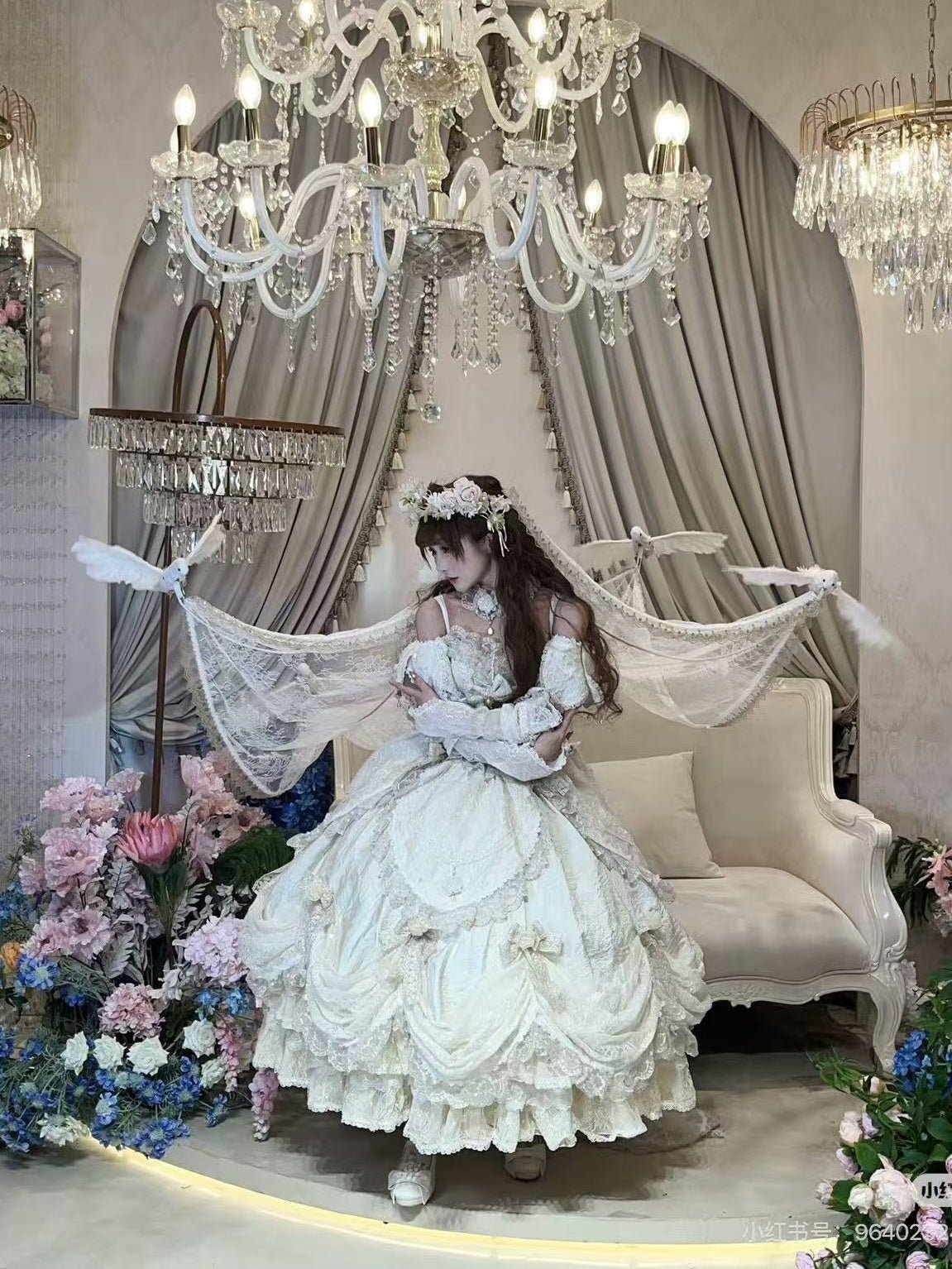Electric Bird Veil Lolita Tea Party Show Styling Set - LolitaEra