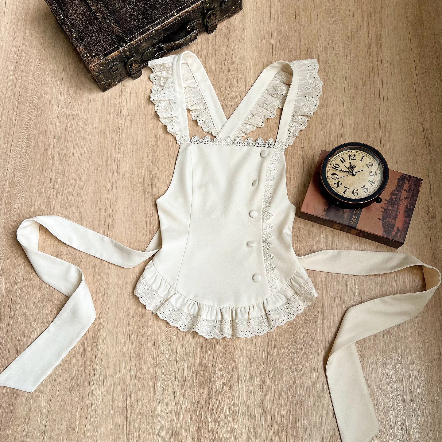 Letters and Poems · Leah | WP Original Sub-brand Elegant Vintage Square Neck Ruffle OP Leg Ring Choker Autumn Lolita