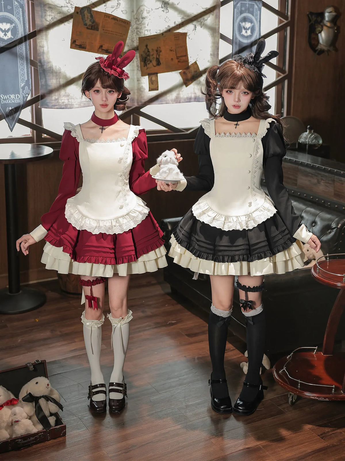 Letters and Poems · Leah | WP Original Sub-brand Elegant Vintage Square Neck Ruffle OP Leg Ring Choker Autumn Lolita