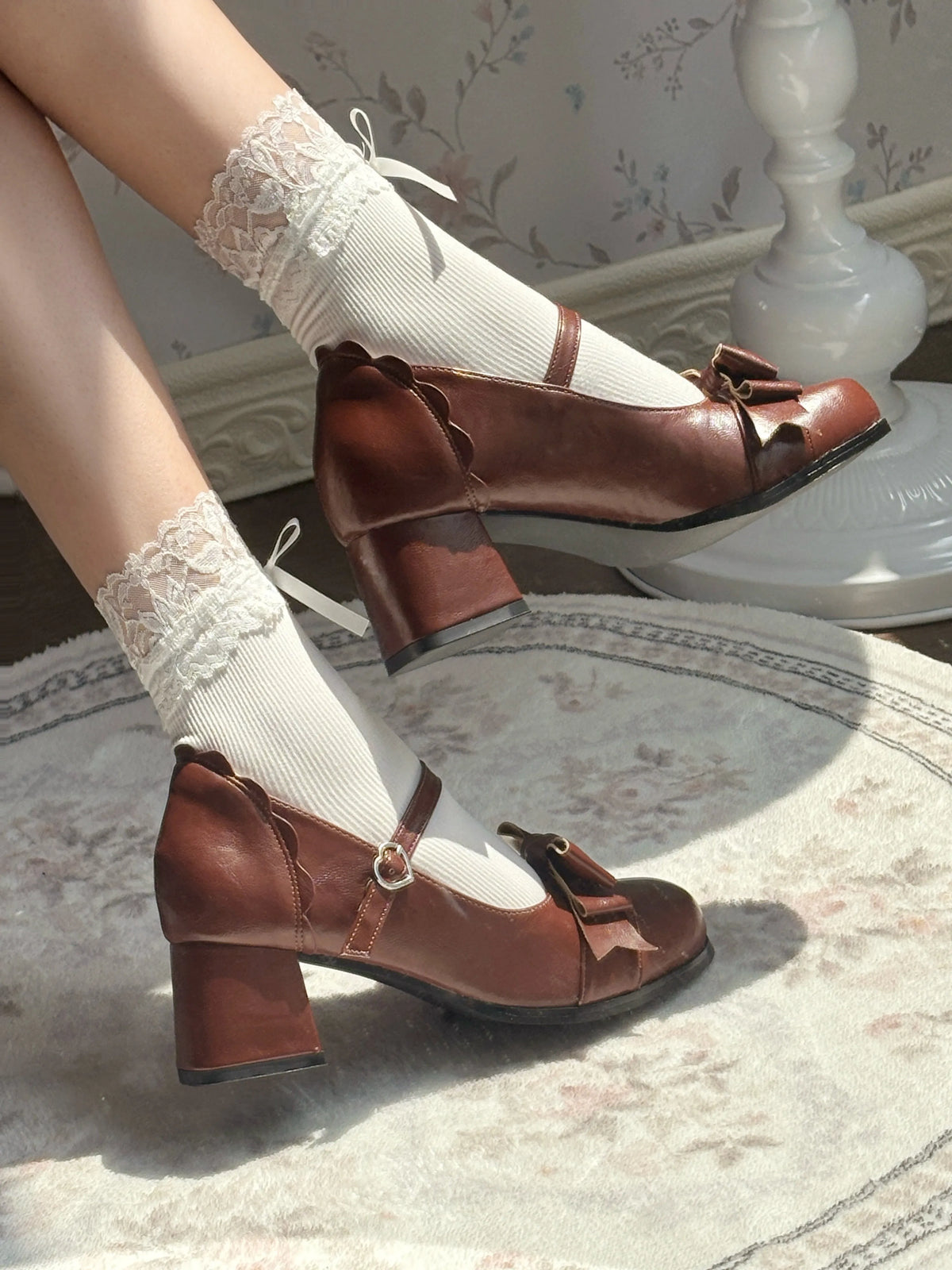 [In Stock] Qiuyu Dita Original Elegant Retro Square Toe Mary Jane Lolita High Heels