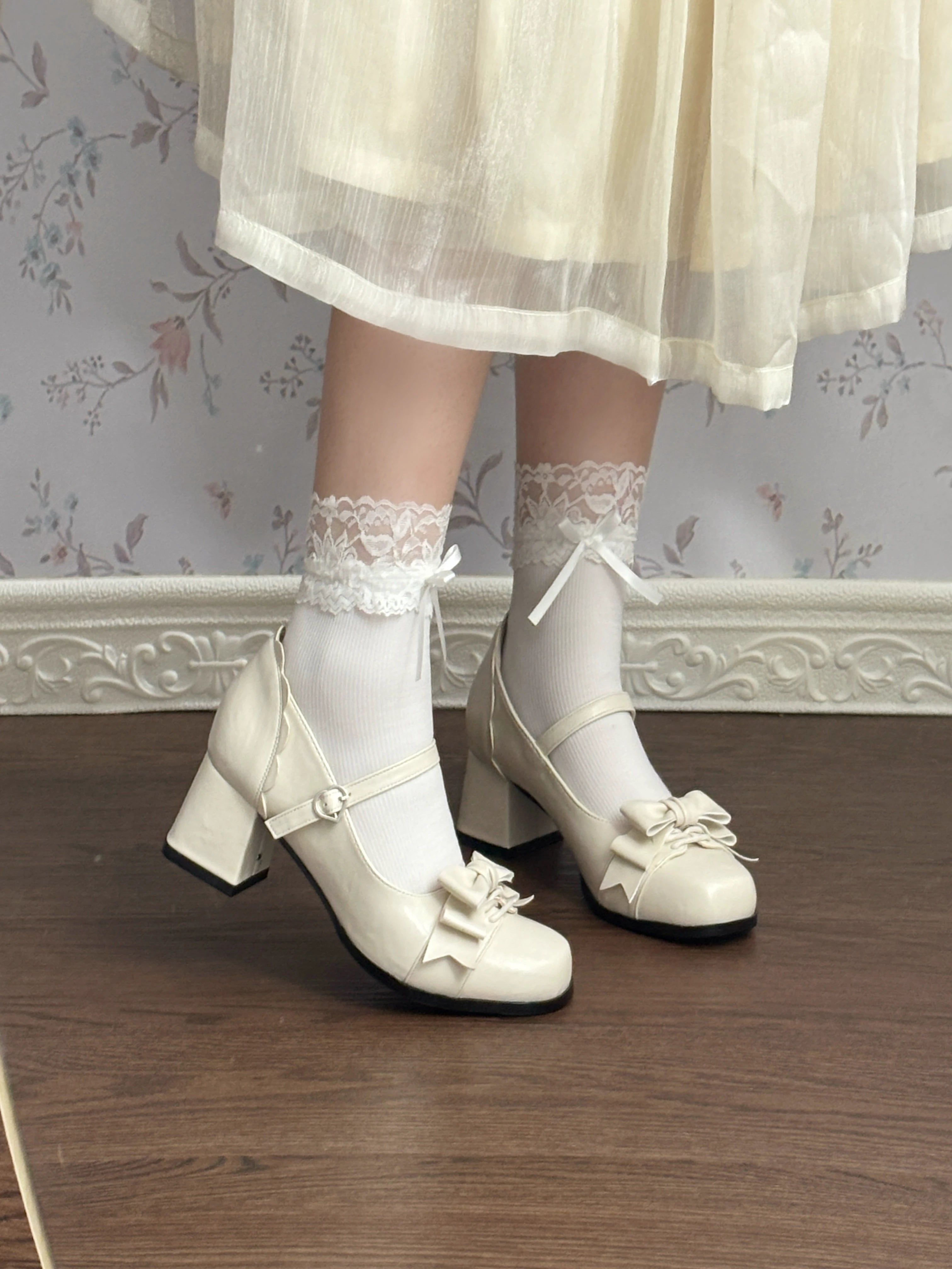[In Stock] Qiuyu Dita Original Elegant Retro Square Toe Mary Jane Lolita High Heels