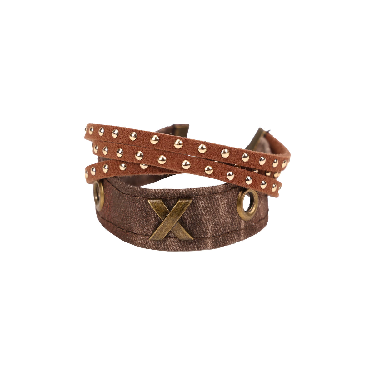 Ember Post-Apocalyptic Wasteland Multi-Layer Long Necklace + Punk Denim Bracelet