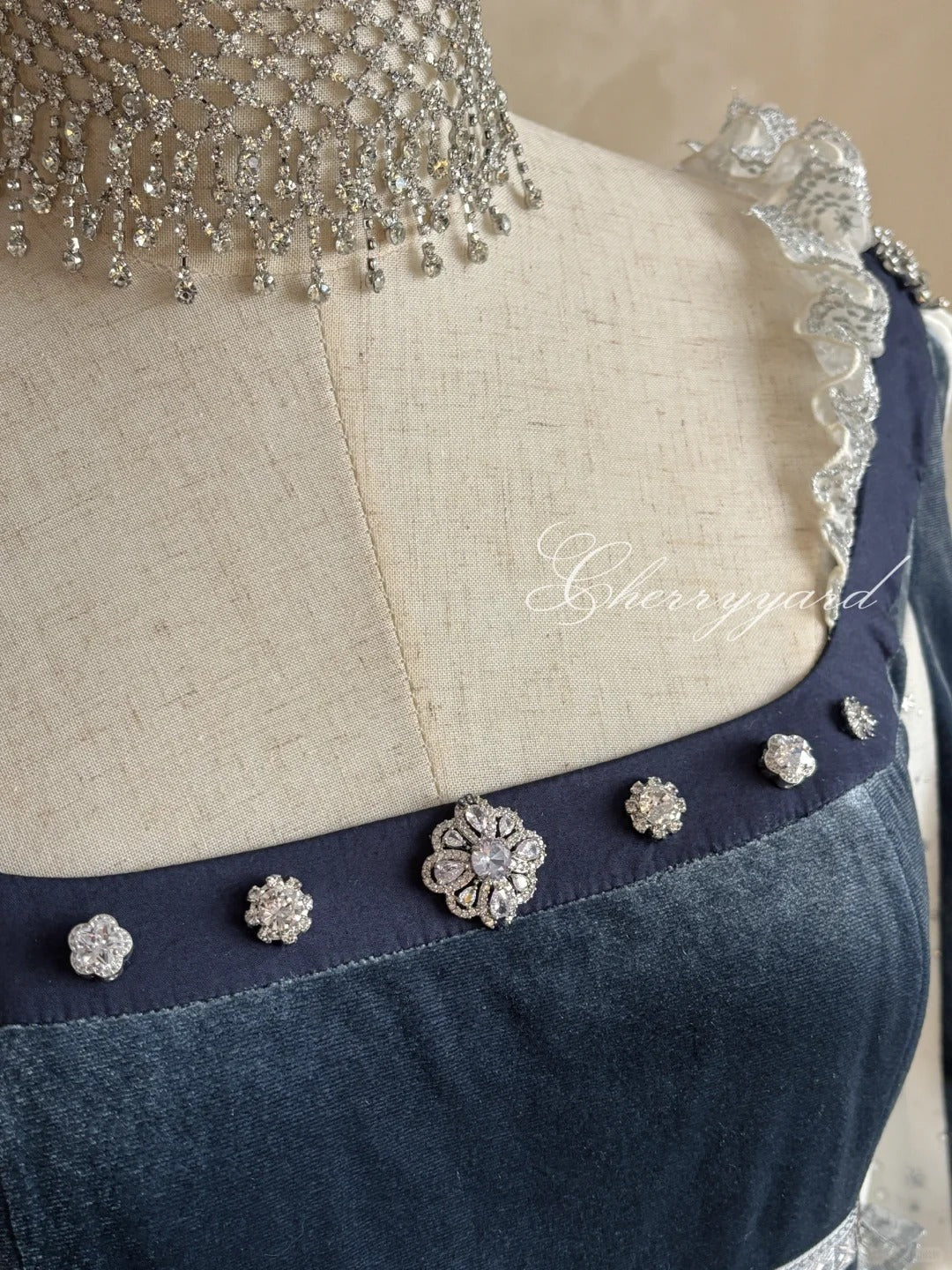 Ephemeral Gleams Empire Waist Lolita Dress 1239 - LolitaEraBlue SetXSEphemeral Gleams Empire Waist Lolita Dress 1239