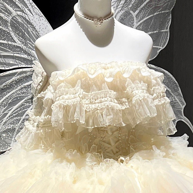 Eternal Gem Apricot Short Party Dress - LolitaEraWhite CapeSEternal Gem Apricot Short Party Dress