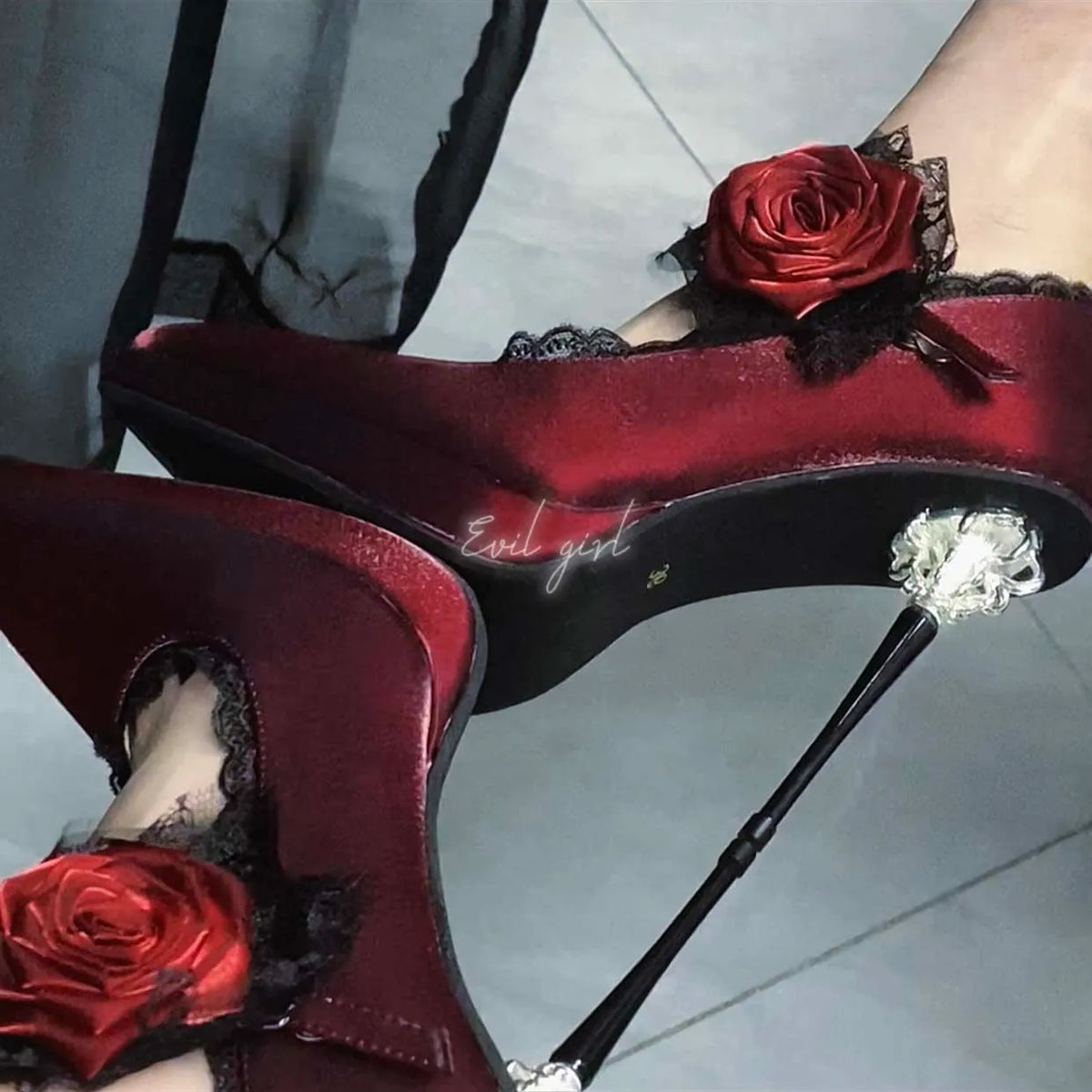[In Stock] Rhodes Dinner 11CM Heel Height Original Platform Pointed Toe Gothic Rose High Heels