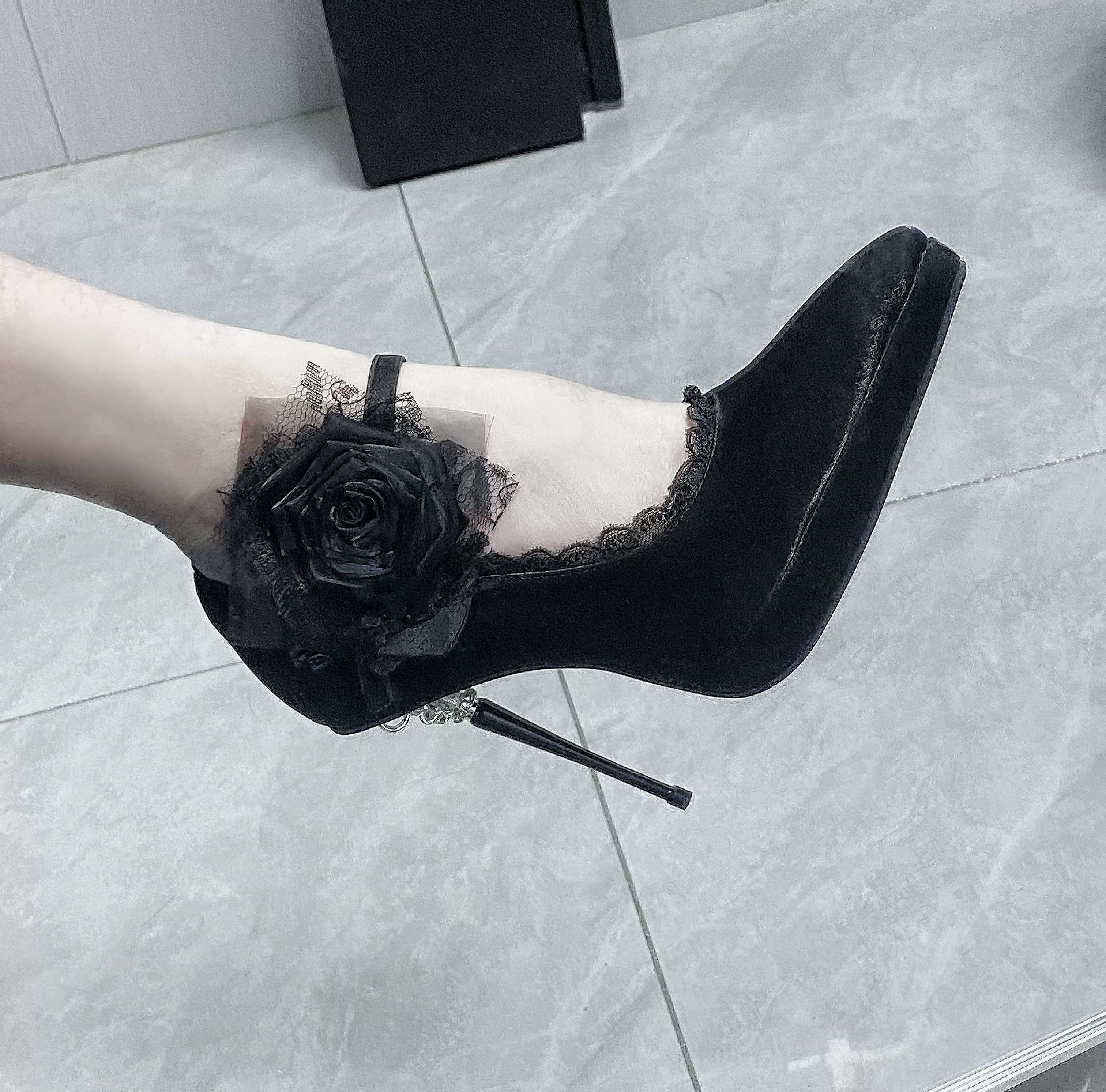 [In Stock] Rhodes Dinner 11CM Heel Height Original Platform Pointed Toe Gothic Rose High Heels