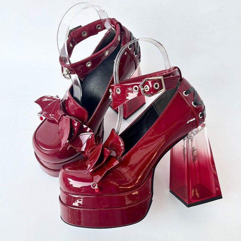 Evernight Rose Gothic Round - Toe Heels LE5112 - LolitaEraRed Set35Evernight Rose Gothic Round - Toe Heels LE5112