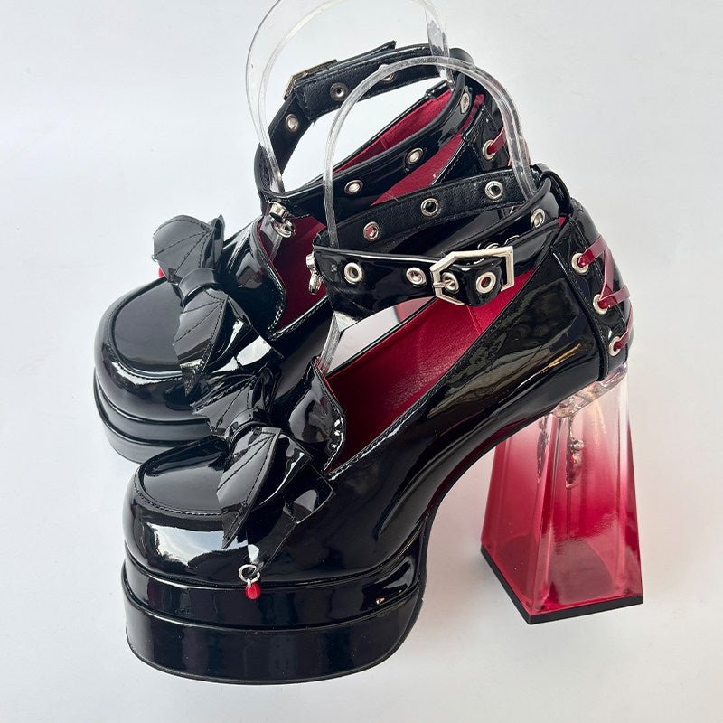 Evernight Rose Gothic Round - Toe Heels LE5112 - LolitaEraBlack Set35Evernight Rose Gothic Round - Toe Heels LE5112