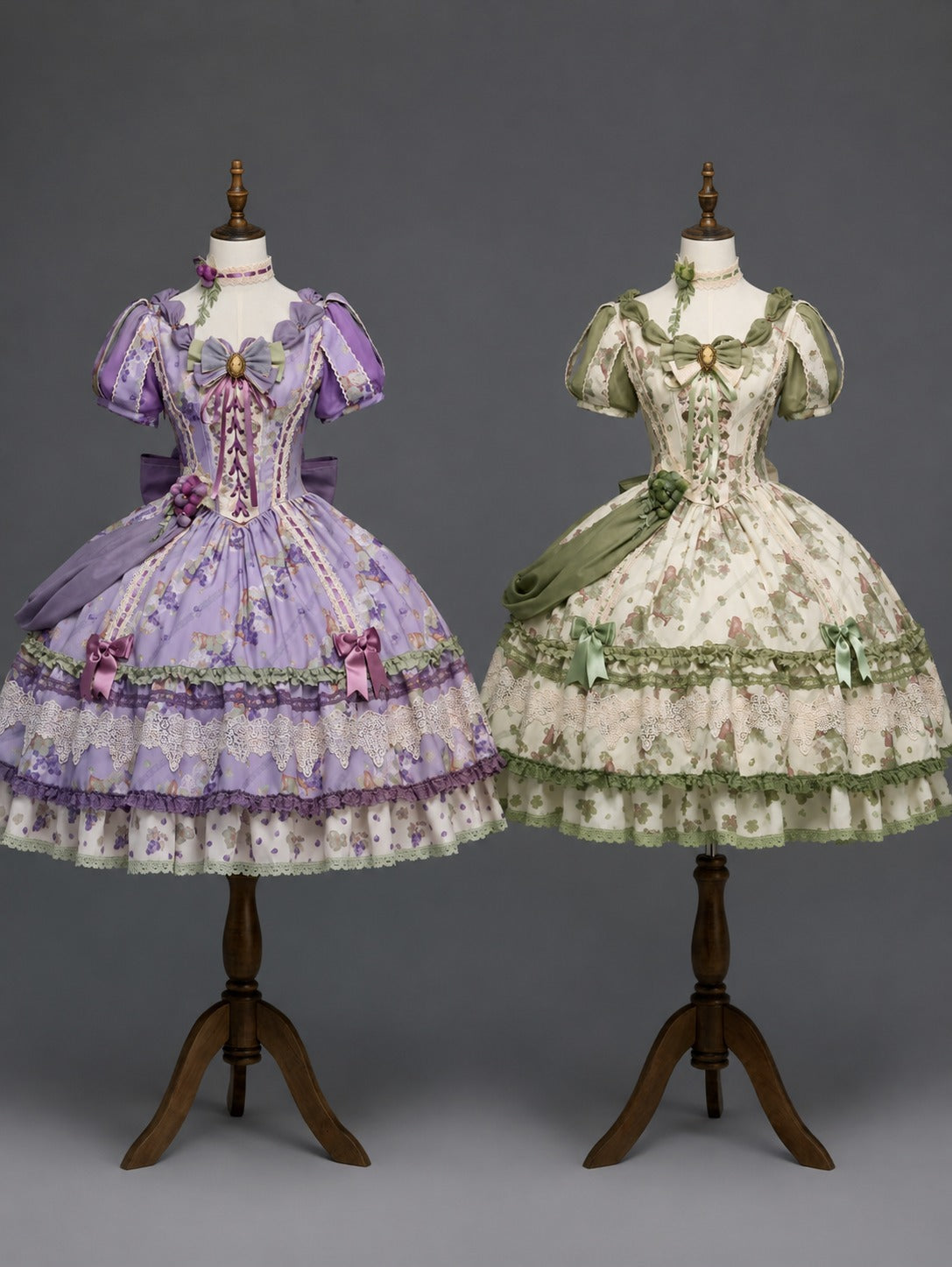 Merlot Maiden Manor Lolita Original Design Elegant Grape Print OP Dress Set