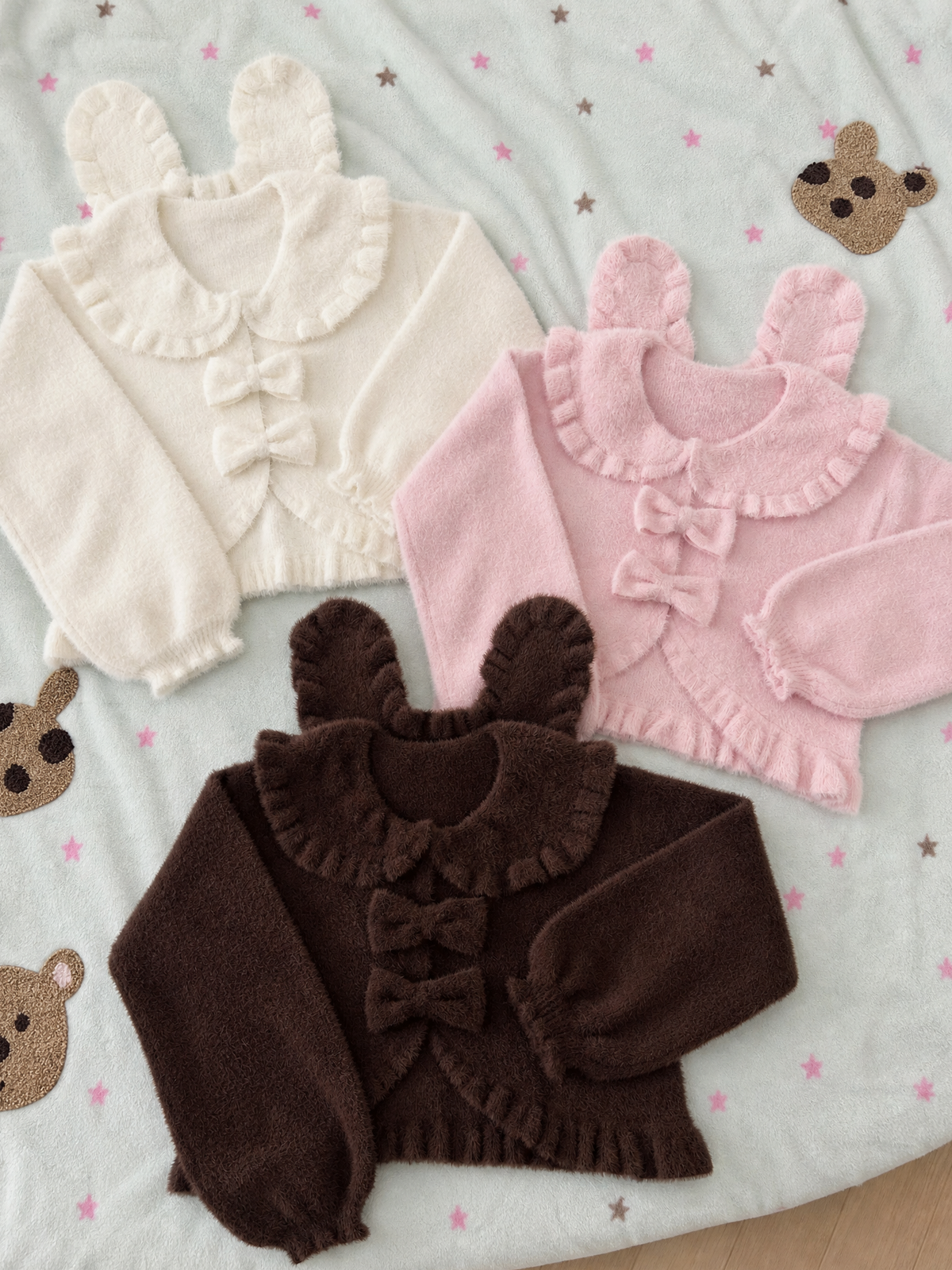 Faux Mink Fur Lolita Short Rabbit Ear Cardigan Outwear