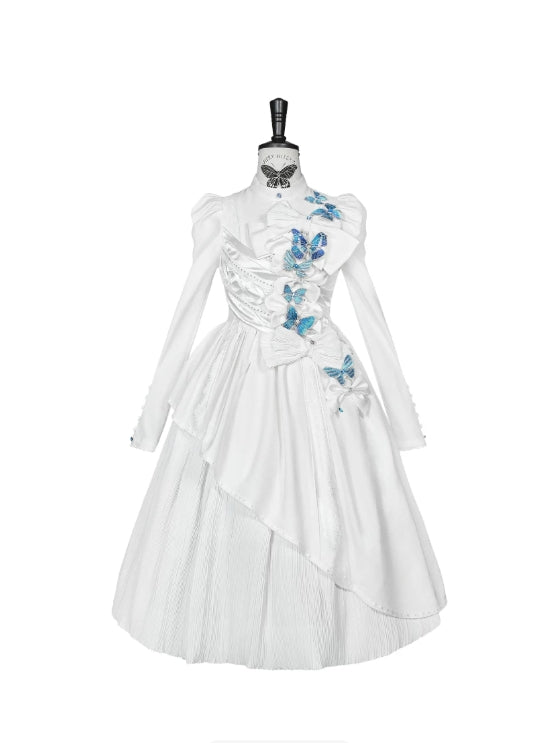 Cabinet Of Curiosities II Dark Gothic Butterfly Long Stand Collared OP Dress