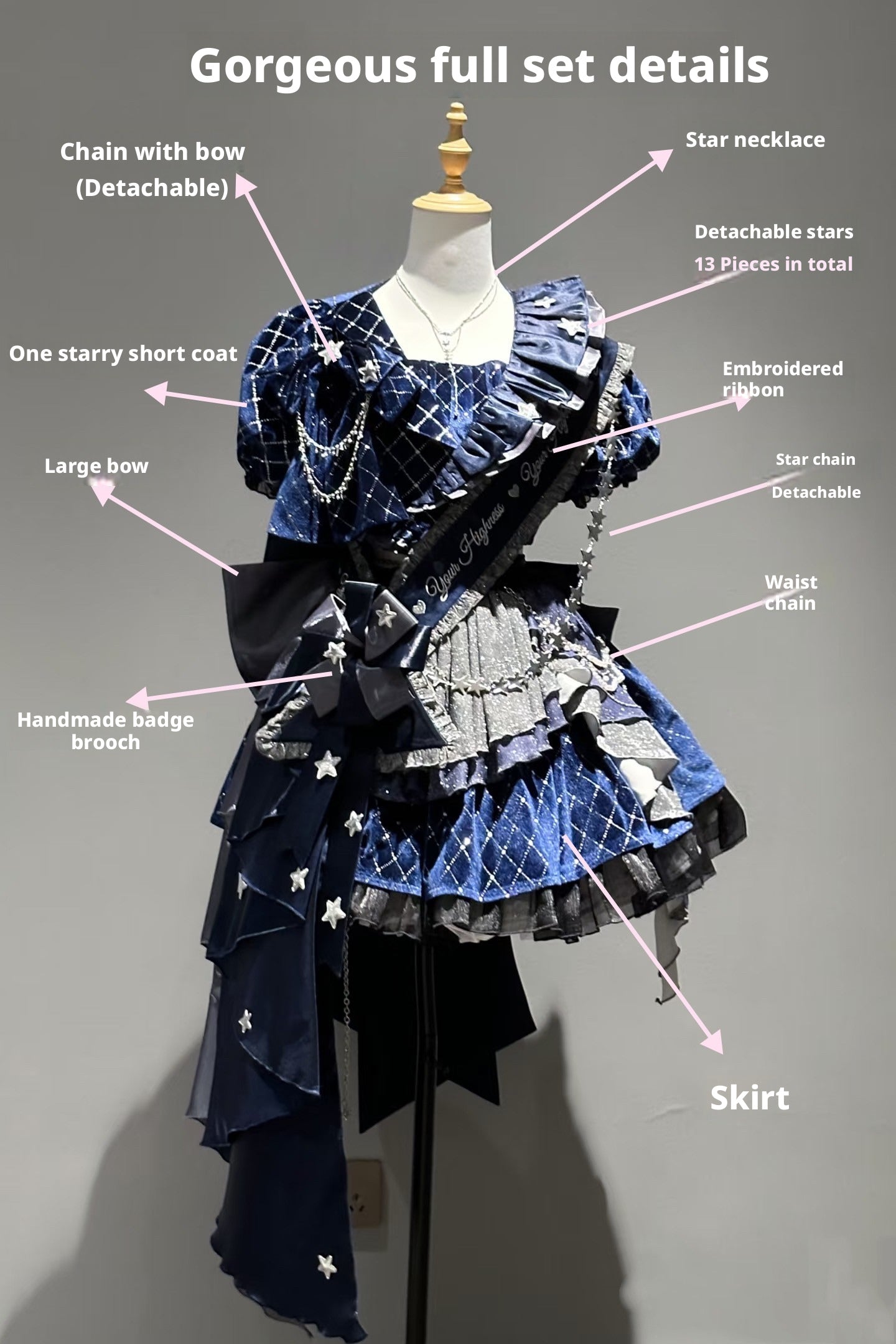 Deep Dome Songstress Lolita Girl Group Idol Costume Outfit Set