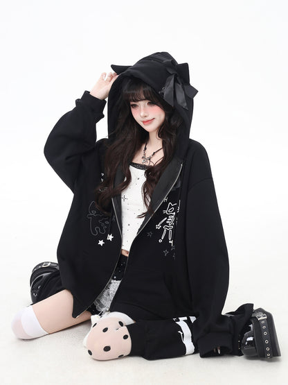 Kawaii Otaku Y2K Cat Ear Oversized Jacket LE1019