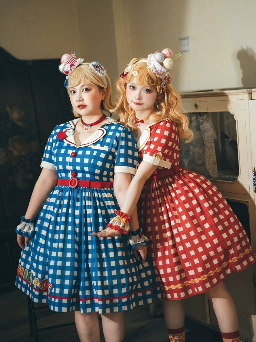 Cat Sweetheart American Retro Sweet Diner‑Style Lolita OP Dress