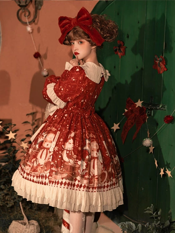 Christmas Bear Lolita Original Christmas & New Year Cape & Dress Set