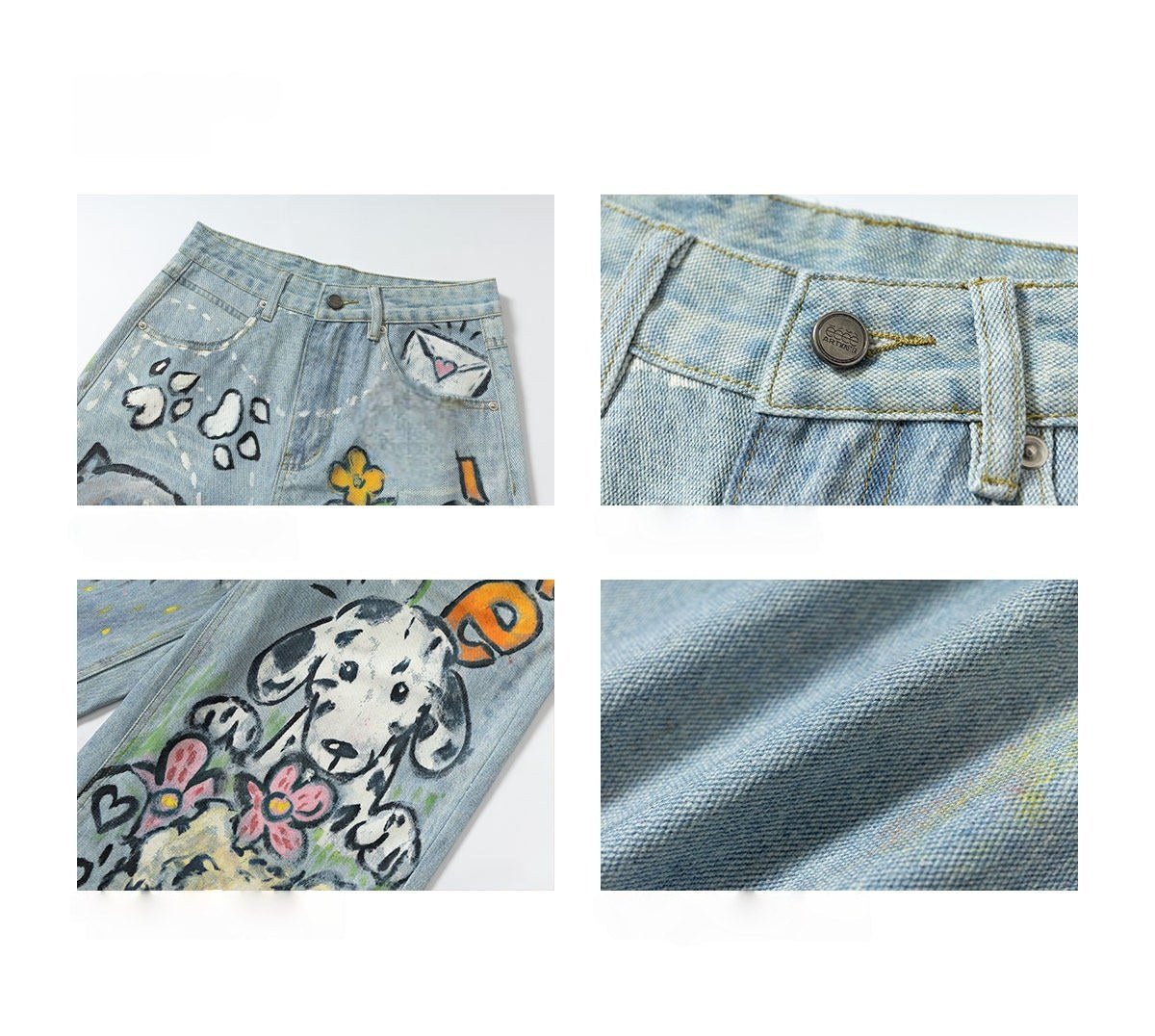 Fairy Tale Dreamland Hand - painted Graffiti Jeans - LolitaEraJeansXSFairy Tale Dreamland Hand - painted Graffiti Jeans