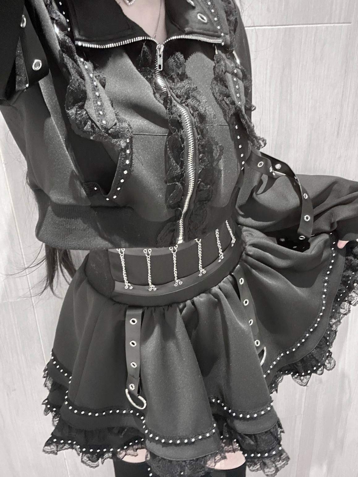 False Judgment Kawaii Japanese Tracksuit Set Dress - LolitaEraBlack SetSFalse Judgment Kawaii Japanese Tracksuit Set Dress