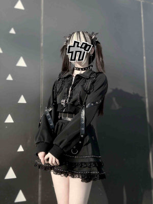 False Judgment Kawaii Japanese Tracksuit Set Dress - LolitaEraBlack SetSFalse Judgment Kawaii Japanese Tracksuit Set Dress