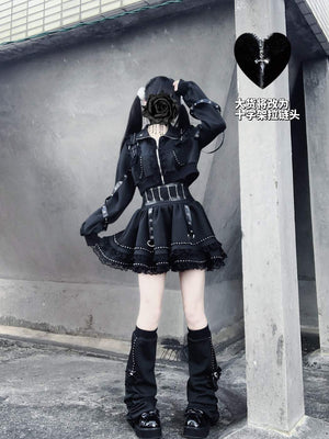 False Judgment Kawaii Japanese Tracksuit Set Dress - LolitaEraBlack SetSFalse Judgment Kawaii Japanese Tracksuit Set Dress