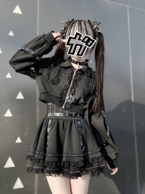 False Judgment Kawaii Japanese Tracksuit Set Dress - LolitaEraBlack SetSFalse Judgment Kawaii Japanese Tracksuit Set Dress