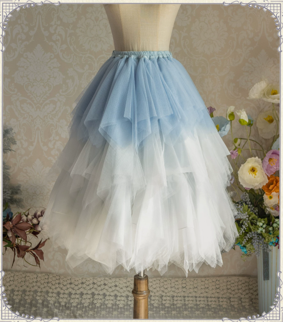 Berry Pie Gradient Feather Yarn Petticoat Lolita Underskirt