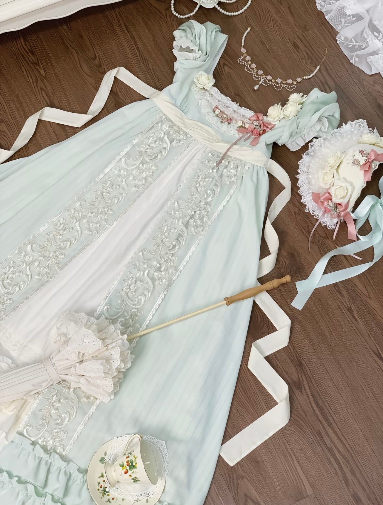 Feast Eve Empire Waist Lolita Dress 1238 - LolitaEraGreen OPSFeast Eve Empire Waist Lolita Dress 1238