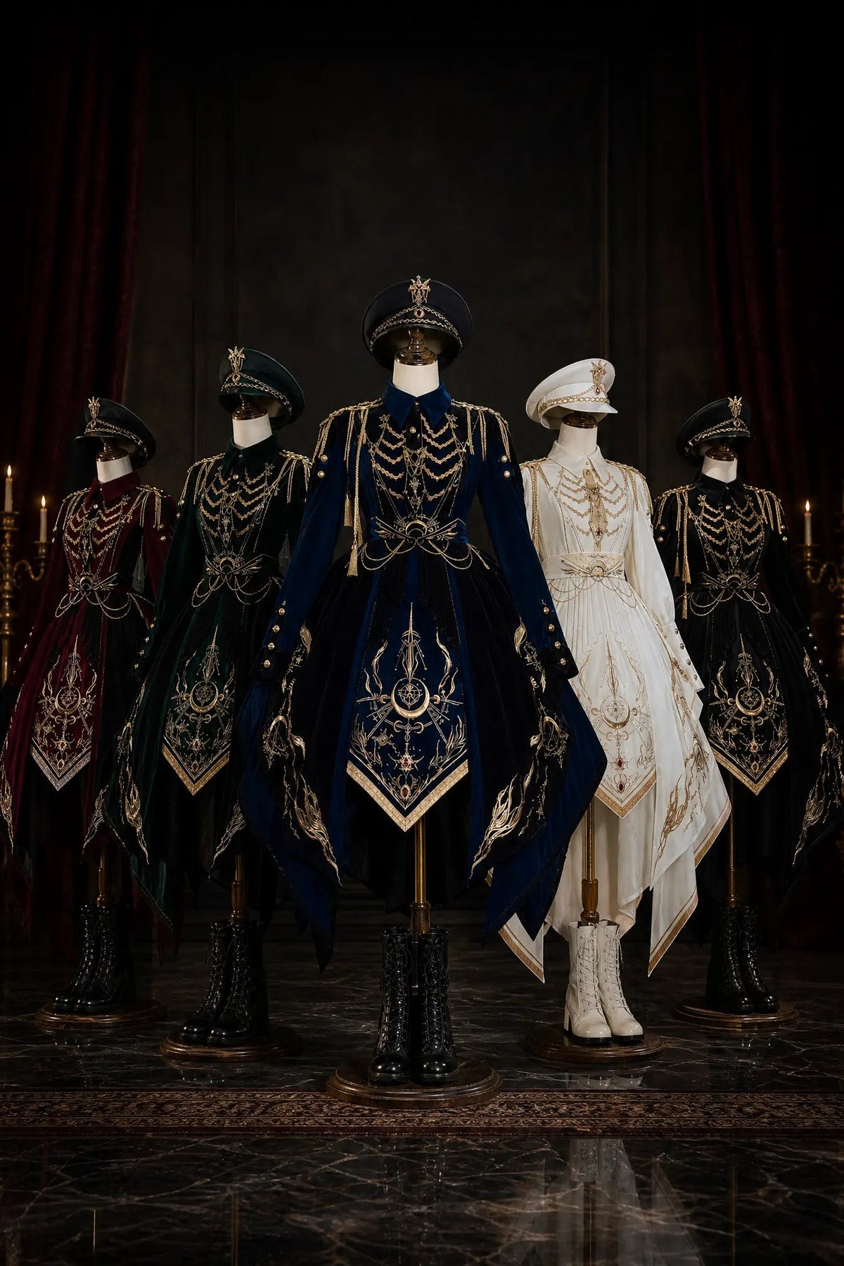 Final Relic Military Gothic Lolita OP Dress Full Set - LolitaEra