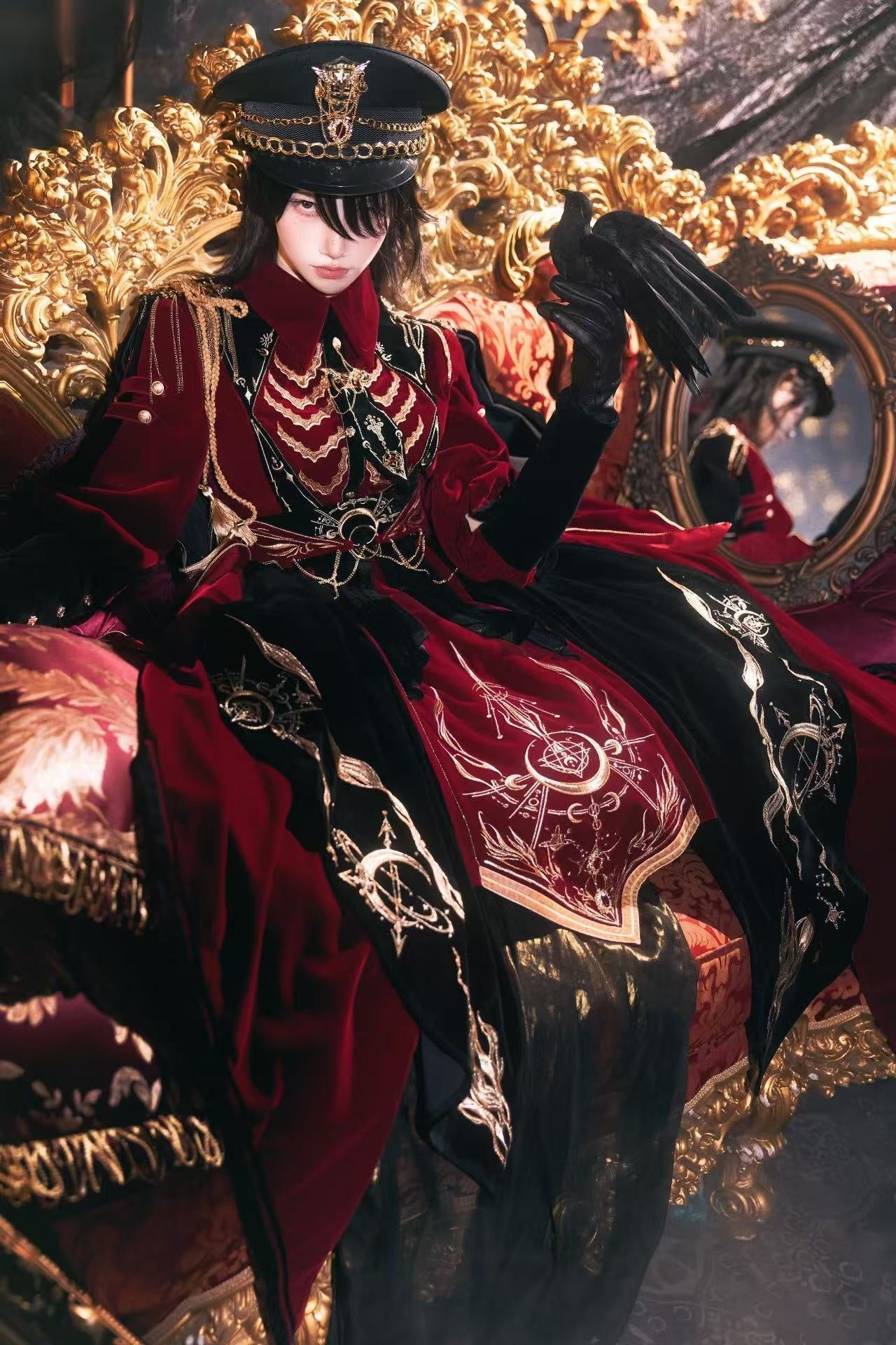 Final Relic Military Gothic Lolita OP Dress Full Set - LolitaEra