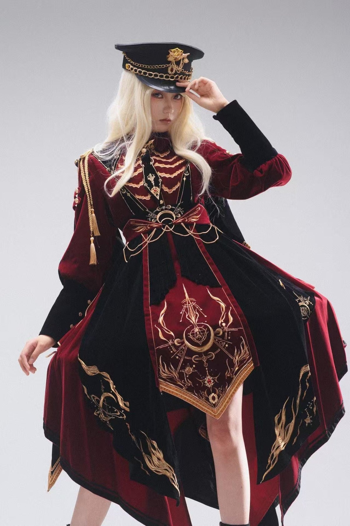 Final Relic Military Gothic Lolita OP Dress Full Set - LolitaEra