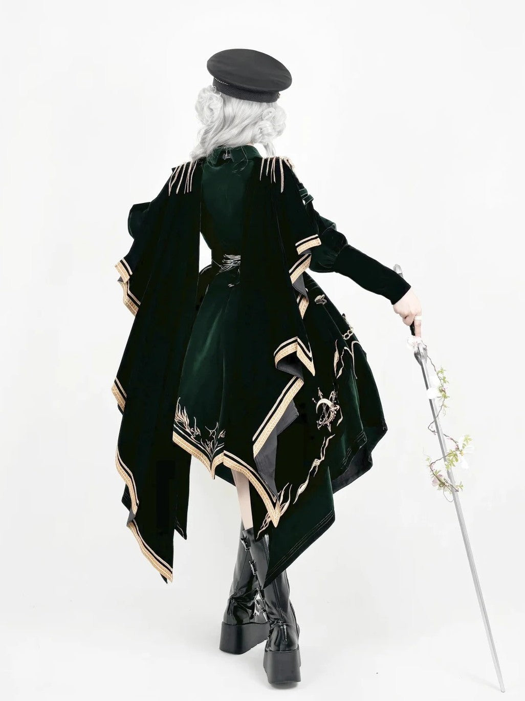 Final Relic Military Gothic Lolita OP Dress Full Set - LolitaEra