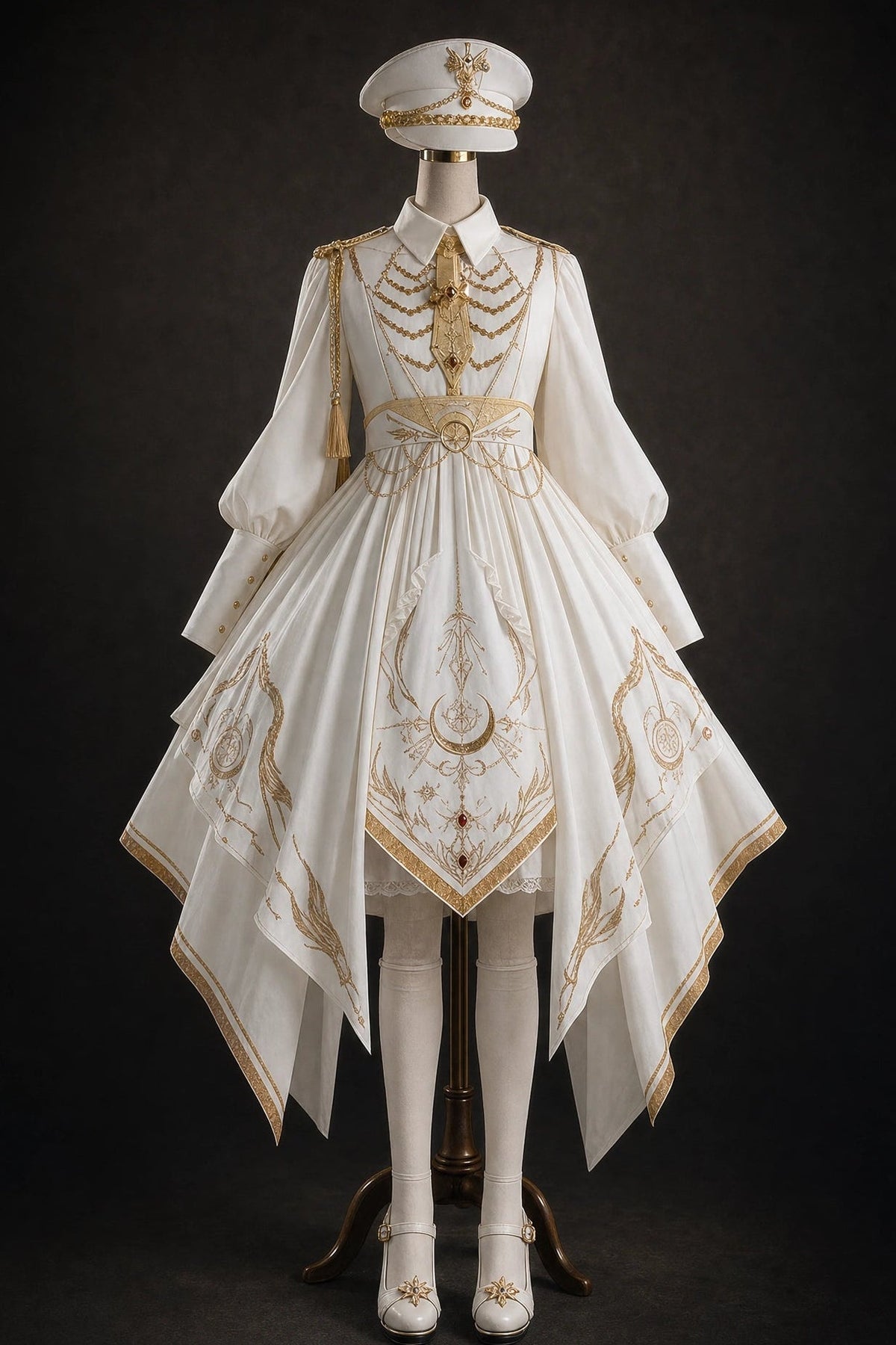 Final Relic Military Gothic Lolita OP Dress Full Set - LolitaEra