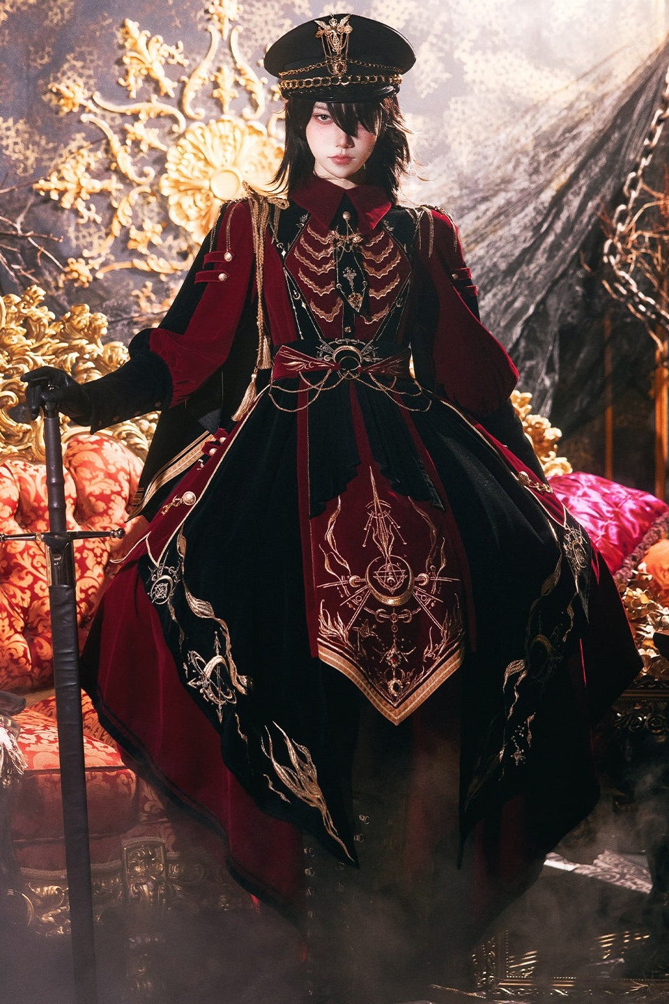 Final Relic Military Gothic Lolita OP Dress Full Set - LolitaEra